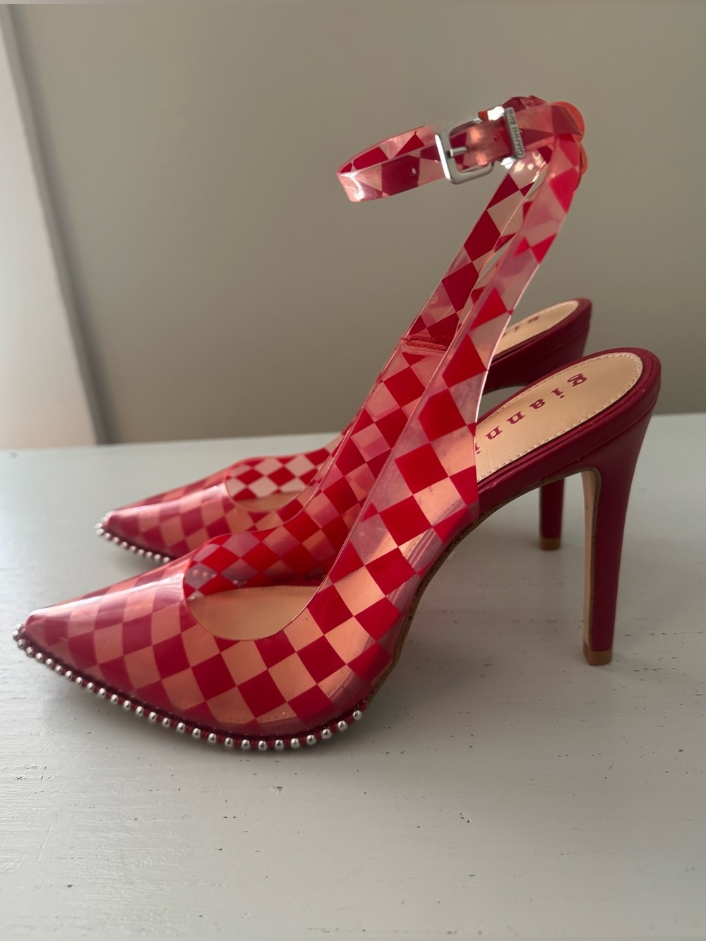 Gianni nini Red Patterned Ankle-Strap Heels - Picture 2 of 8